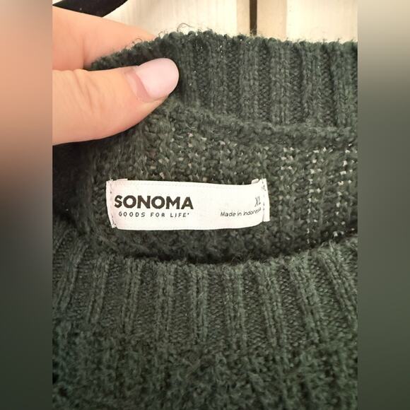 Sonoma Dark Green Cotton Blend Knit Crewneck Sweater Forest Green Size XL - Picture 4 of 7